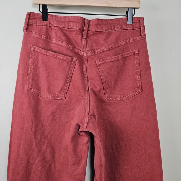 Old Navy Sky Hi Wide Leg Denim Jeans Sz 10 Red Dirt Wash Zip Fly - Picture 8 of 9